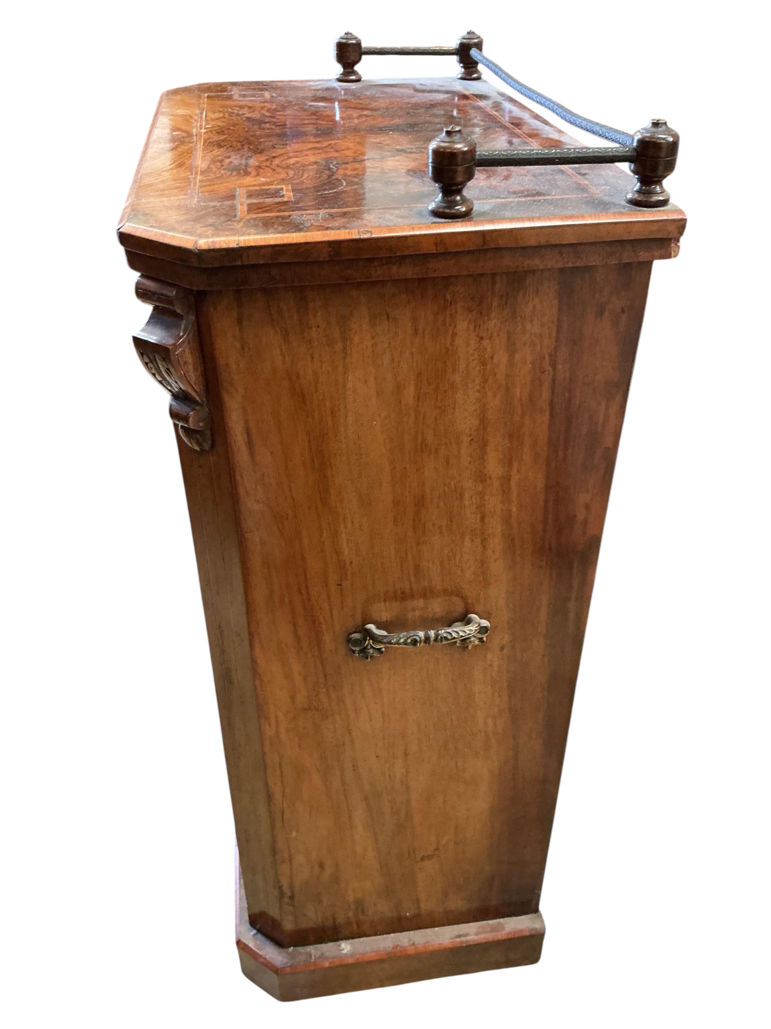 A Victorian banded walnut music cabinet, width 54cm, depth 34cm, height 93cm